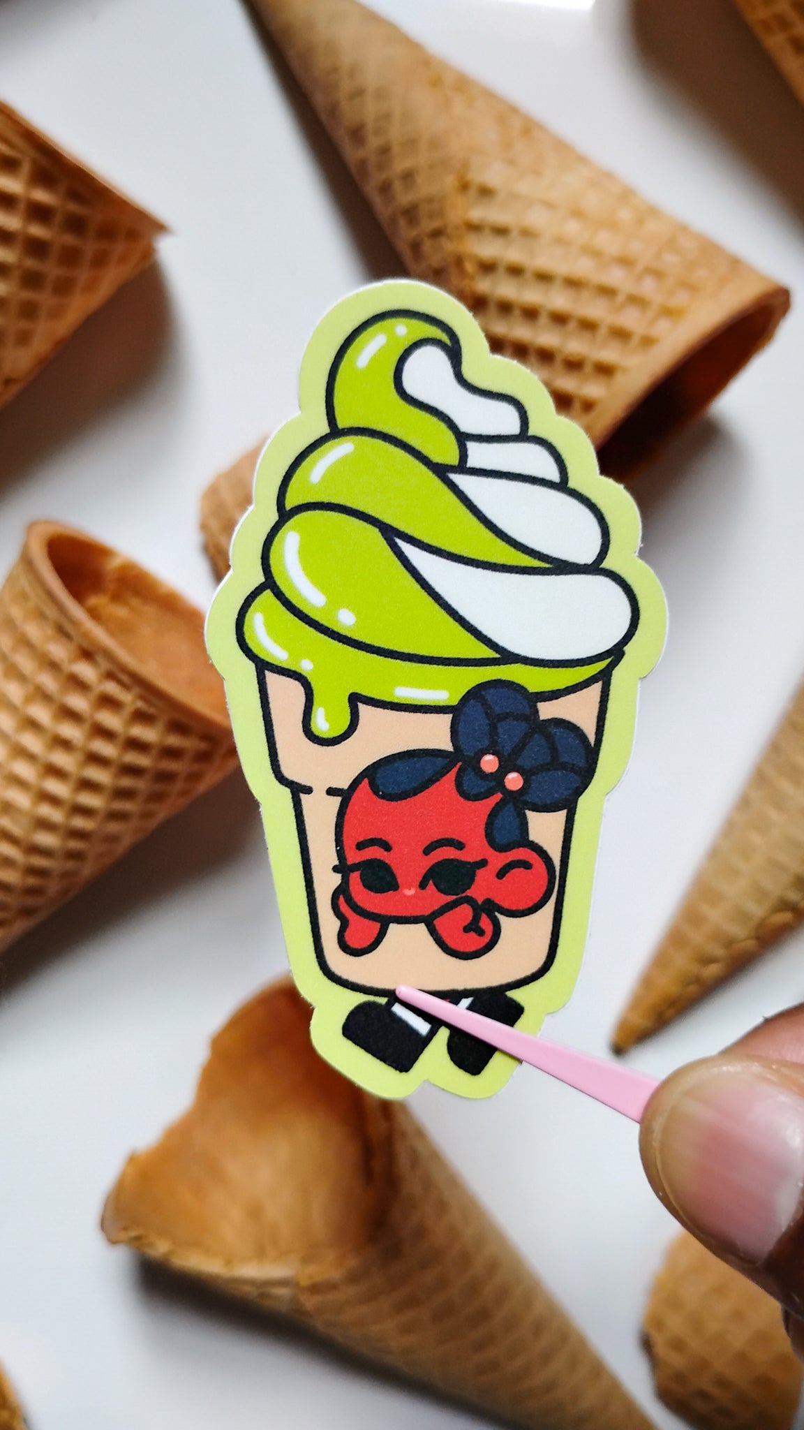 Matcha Soft Serve Die-Cut Sticker
